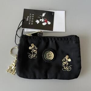 Kipling Disney Mickey Golden Embriodery Double Zipper Small Wallet NWT